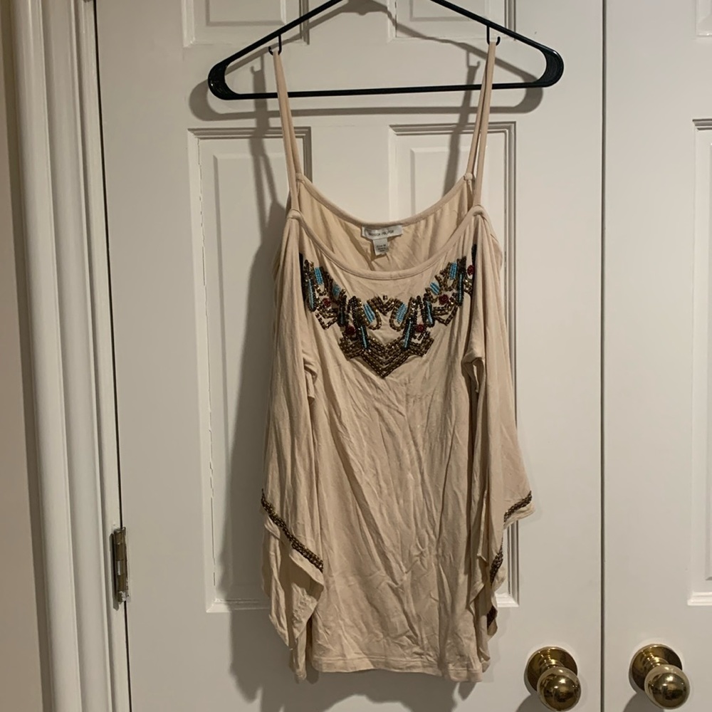 Boston Proper Boho Inspired Beaded Top